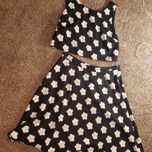 Crop shirt and skirt set